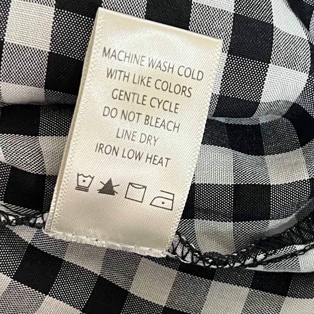 Max Studio Top Womens Small Black White Gingham Babydoll Milkmaid Ruffle NWT New - Picture 9 of 12